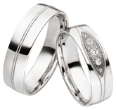 Linden Trauringe / Eheringe Steinmaur aus Weissgold - 1457/1458